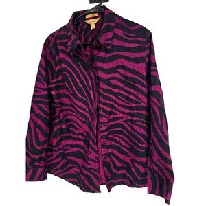 Investments Size 12 Gold Label Brooke Long Sleeve Button Down Tiger Stripe